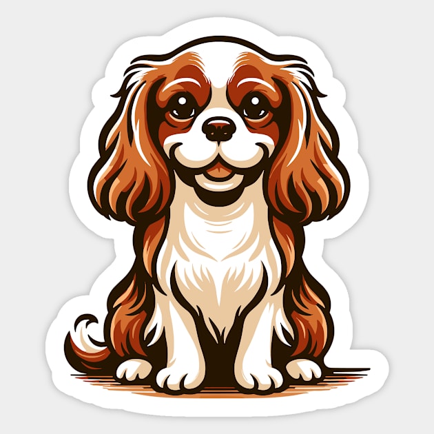 Cavalier King Charles Spaniel  the Blenheim (brown and white) color 2 Sticker by SteadyRolling